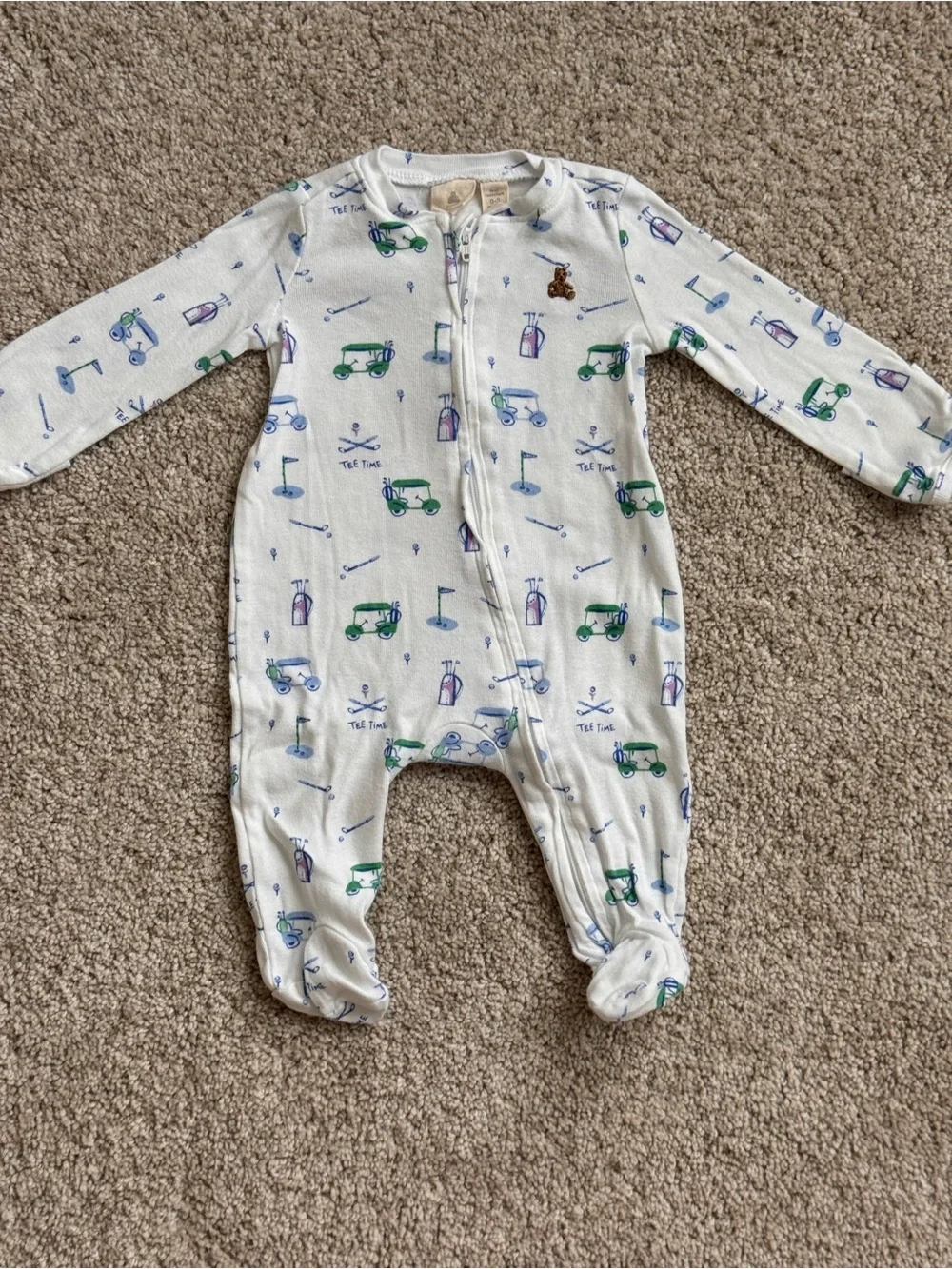 GAP White Footed One-Piece with Green & Blue Golf Print